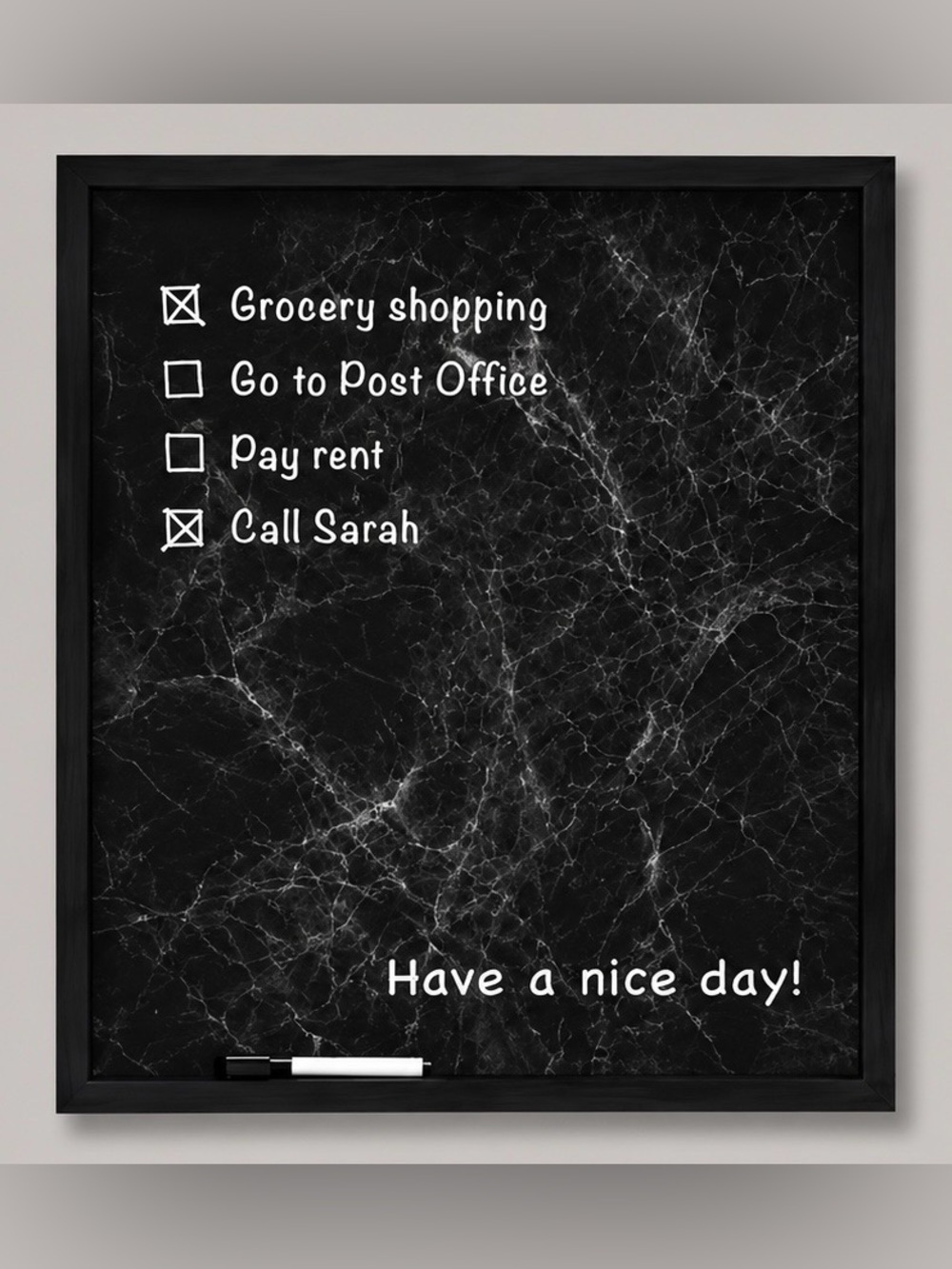 Whiteboard Dry Erase Board , B & W Metal, Wood Office Marble with White‎ Marker